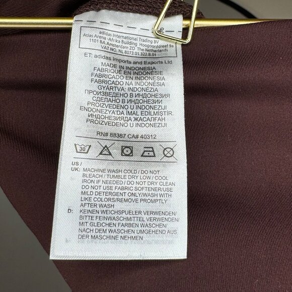 LIKE NEW Adidas Women’s Maroon Leggings L Polyester &Spandex Three-Stripe Design - Picture 7 of 8